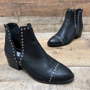 Steve Madden Conspire Womens Black Leather Stud Slip On Ankle Booties Size 9.5 M